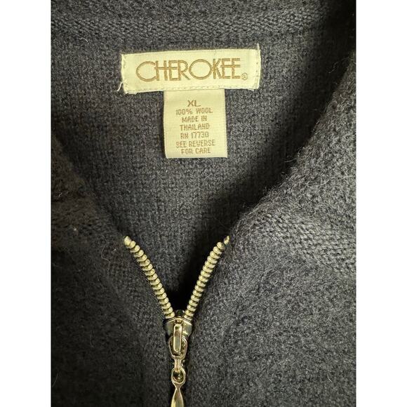 Vintage Cherokee 100% Wool Fair Isle Full Zip Classic Men’s Size XL Dark Navy - Picture 3 of 9